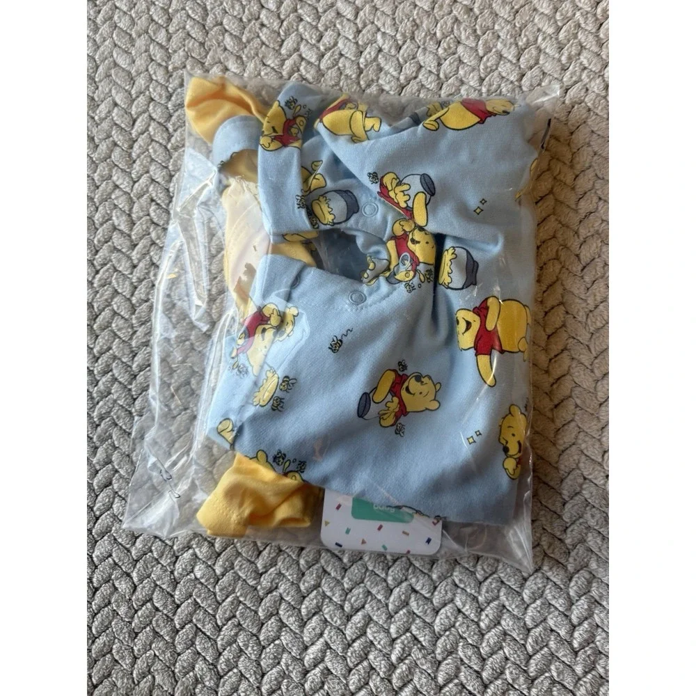 MATCHING TWIN Disney-licensed Winnie the Pooh baby Overalls Size 3 - 6 2 Pairs